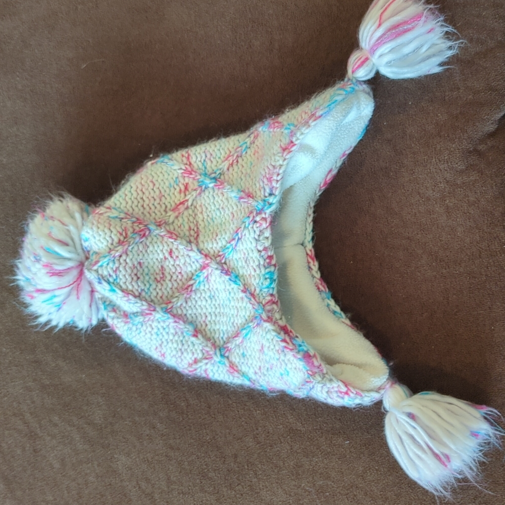 Winter Hat, Pink, blue White, 18-24 months